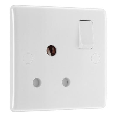 BG Electrical 15A Switched Round Pin Socket White & 50mm Pattress Back Box