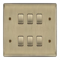 BG Antique Brass 6 Gang Intermediate Custom Grid Light Switch Back Box Included