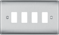 BG RNBS4 Nexus Grid Brushed Steel 4 Module Front Plate