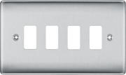 BG RNBS4 Nexus Grid Brushed Steel 4 Module Front Plate