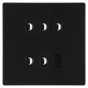 BG Nexus Screwless Matt Black 5 Gang Flex Outlet Socket by British General (BG-SCL-MB-5G-FLEX-OUTLET-SOCKET)