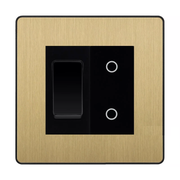 BG Evolve Satin Brass 2 Gang Custom Switch 1x 2 Way 1x Secondary Touch Dimmer by British General (EVOLVE-SB-2G-1x-2WAY-SWITCH-1x-STD-BI)