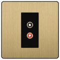 BG Evolve Satin Brass Euro Module RCA X 2 Outlet PCDSBRCA2B