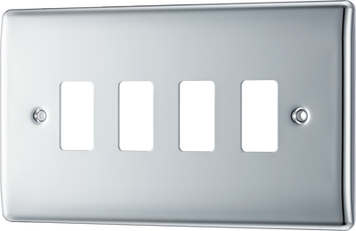 BG RNPC4 Nexus Grid Polished Chrome 4 Module Front Plate