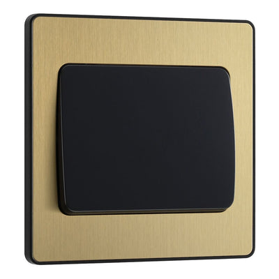 BG Evolve Satin Brass 1G Wide Rocker Light Switch PCDSB12WB with 35mm Steel Back Box