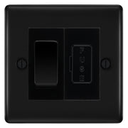 BG Nexus Metal Matt Black 20A Double Pole Switch & 13A Fused Spur Plate | Black Insert
