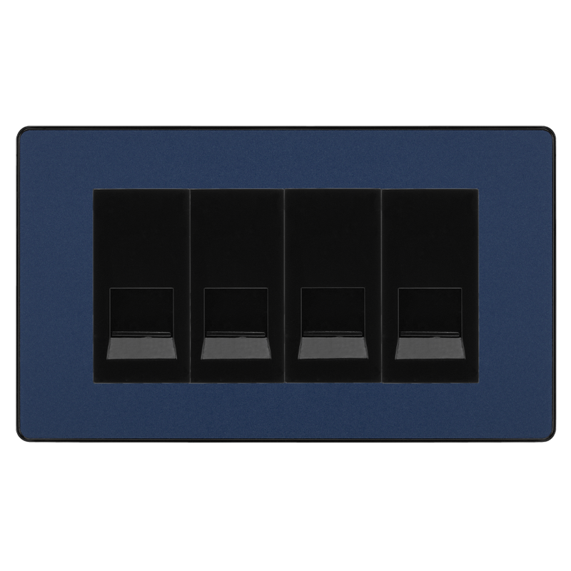 BG Evolve Matt Blue 4 Gang Secondary Telephone Socket, Screw Terminal - Black Insert