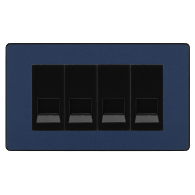 BG Evolve Matt Blue 4 Gang Secondary Telephone Socket, Screw Terminal - Black Insert by British General (BG-PCDDBEMR4B+EMBTSSB)
