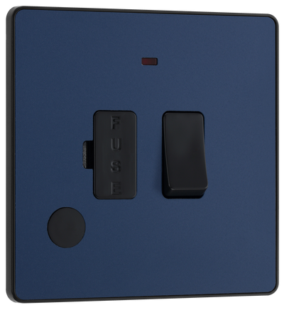 BG PCDDB52B Matt Blue Evolve 13A Flex Outlet Neon Switched Fused Spur Unit - Black Insert by British General (BG-PCDDB52B-Shopify-SA_1)