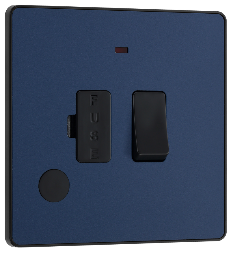 BG PCDDB52B Matt Blue Evolve 13A Flex Outlet Neon Switched Fused Spur Unit - Black Insert