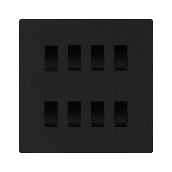 BG Evolve Matt Black 7 Gang Custom Grid Light Switch