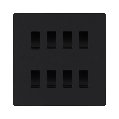 BG Evolve Matt Black 7 Gang Custom Grid Light Switch by British General (BG-Evolve-MB-7G-CUSTOM-LIGHT-SWITCH)