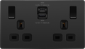 BG Evolve PCDBC22UAC45B 13A Double Switched Power Socket + USB A+C (45W) - Black Chrome