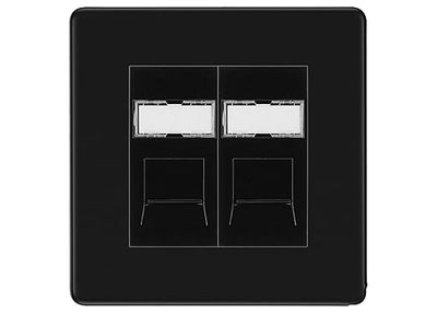 BG Screwless Matt Black 2 Gang RJ45 Data Socket FFBRJ452B Black Inserts by British General (BG-FFBRJ452B)
