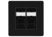 BG Screwless Matt Black 2 Gang RJ45 Data Socket FFBRJ452B Black Inserts by British General (BG-FFBRJ452B)