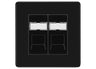 BG Screwless Matt Black 2 Gang RJ45 Data Socket FFBRJ452B Black Inserts by British General (BG-FFBRJ452B)