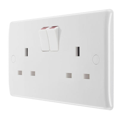 BG Nexus 13A Single Pole Double Socket White & 32mm Pattress Back Box
