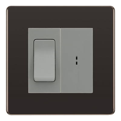 BG Screwless Black Nickel 20A Secret Key Switch with 20A Double Pole Switch - Grey Insert
