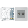 BG Screwless Brushed Steel 2 Gang Satellite & Co-axial Socket FBS65 with 35mm Steel Back Box