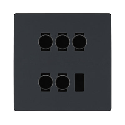 BG Evolve Matt Grey 5 Gang Trailing Edge LED Dimmer Light Switch 2 Way Custom Switch by British General (Evolve-MG-CUSTOM-5GANG-5xDIMMER- 2WAY)