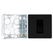 BG Screwless Matt Black Single Master Telephone Socket FFBBTM1 with 35mm Steel Back Box by British General