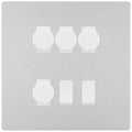 BG Evolve Brushed Steel 6 Gang Switch 4x Trailing Edge LED Dimmer, 1x Intermediate, 1x 2-Way Switch