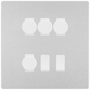 BG Evolve Brushed Steel 6 Gang Switch 4x Trailing Edge LED Dimmer, 1x Intermediate, 1x 2-Way Switch by British General (BG-Evolve-BS-6G-4x-Dimmer-1x-INT-1x-2Way)