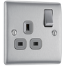 BG NBS21G Nexus Metal Brushed Steel 1 Gang 13A Switched Socket - Grey Insert by British General (BG-NBS21G-Shopify-SA_1)