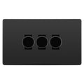 BG Evolve Black Chrome 3 Gang Custom Grid Dimmer Light Switch PCDBC83B