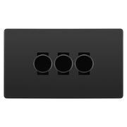 BG Evolve Black Chrome 3 Gang Custom Grid Dimmer Light Switch PCDBC83B by British General (Evolve-BC-CUSTOM-3GANG-3xDIMMER-2WAY)
