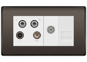 BG Nexus Metal Black Nickel Quadplex Combination TV Socket NBN69W by British General (BG-NBN69W)