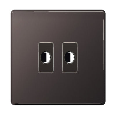 BG Nexus Screwless Black Nickel 2 Gang Flex Outlet Socket by British General (BG-SCL-BN-2G-FLEX-OUTLET-SOCKET)