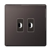 BG Nexus Screwless Black Nickel 2 Gang Flex Outlet Socket by British General (BG-SCL-BN-2G-FLEX-OUTLET-SOCKET)