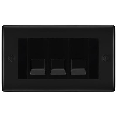BG Nexus Matt Black 3 Gang IDC Secondary Telephone Socket - Black Insert by British General (BG-NFBBTS3B)