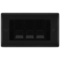 BG Nexus Matt Black 3 Gang IDC Secondary Telephone Socket - Black Insert