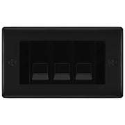 BG Nexus Matt Black 3 Gang IDC Secondary Telephone Socket - Black Insert by British General (BG-NFBBTS3B)