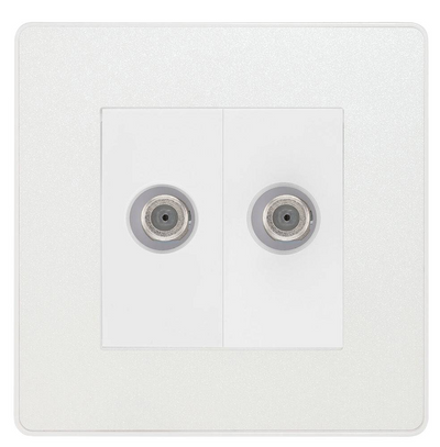 BG Evolve Pearlescent White Double Satellite Socket PCDCL642W by British General (BG-PCDCL642W)
