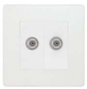 BG Evolve Pearlescent White Double Satellite Socket PCDCL642W by British General (BG-PCDCL642W)