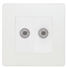 BG Evolve Pearlescent White Double Satellite Socket PCDCL642W by British General (BG-PCDCL642W)