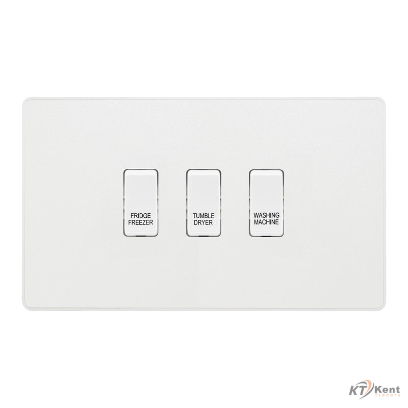 BG Evolve Pearlescent White Custom Appliance Grid Switch 3 Gang Screwless