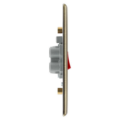 BG NAB72 Nexus Metal | Antique Brass | 2 Gang Double Plate 45A 2 Pole Neon Cooker Switch