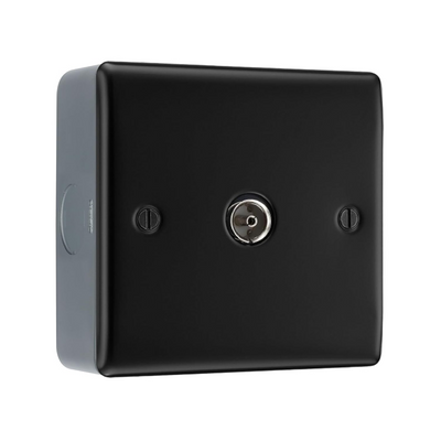 BG Nexus Metal Matt Black 1 Gang TV or FM Coaxial Aerial Connector NFB60 by British General (BG-NFB60+MC501-01)