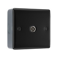 BG Nexus Metal Matt Black 1 Gang TV or FM Coaxial Aerial Connector NFB60