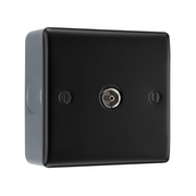BG Nexus Metal Matt Black 1 Gang TV or FM Coaxial Aerial Connector NFB60 by British General (BG-NFB60+MC501-01)