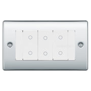 BG Nexus Polished Chrome Triple Secondary Touch Dimmer Switch White Inserts NPCTDS3W by British General (BG-EMTDSW+NPCEMR4)