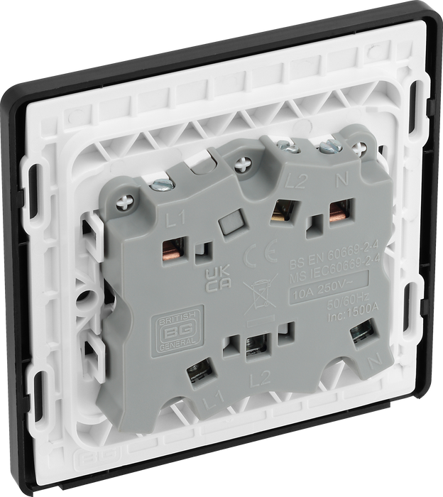 PCDMG15B Back - This Evolve Matt Grey 10A triple pole fan isolator switch from British General provides a safe and simple method of isolating mechanical fan units.