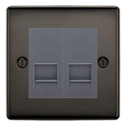 BG Nexus Black Nickel Double IDC Secondary Telephone Socket - Grey Insert by British General (BG-NBNBTS2G)
