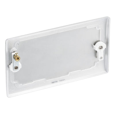 BG Nexus Brushed Steel Double Blank Plate NBS95 and 25mm Steel Back Box