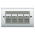 BG Nexus Polished Chrome 4 Gang RJ45 CAT6 Data Socket Grey Inserts
