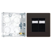 BG Screwless Black Nickel RJ45 Double Data Outlet Socket FBNRJ452 with 25mm Steel Back Box by British General